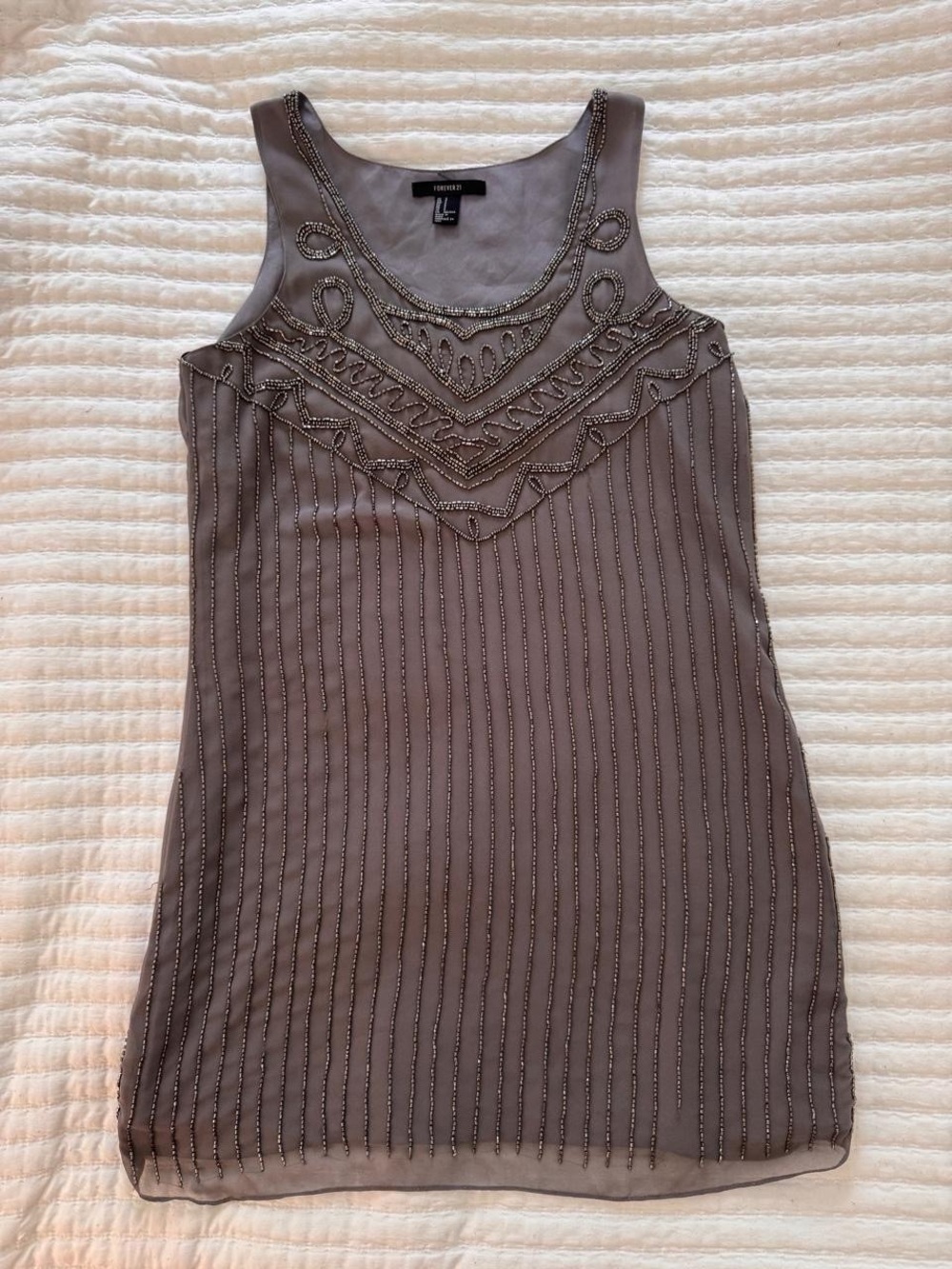 Forever 21 grey sleeveless mini dress with silver beaded detail- Size S